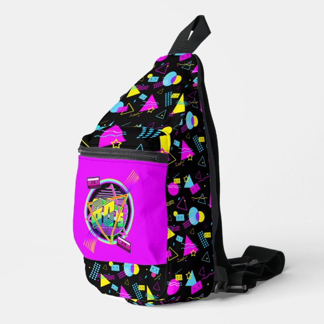 RETRO 80er TAPE FARBIGE FORMEN Crossbody Bag (Rechte Ecke)