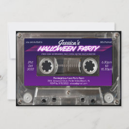 Retro 80er Themed Cassette Mixtape Halloween-Party Einladung
