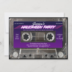 Retro 80er Themed Cassette Mixtape Halloween-Party Einladung