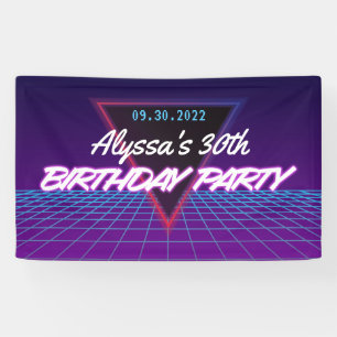Retro 80er Themed Neon Lila Pink Birthday Party Banner