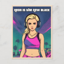 Retro 80er Vaporwave Lo-Fi Neon Nostalgia Girl