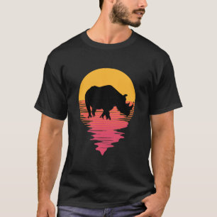 Retro 80er Vaporwave Tropical Rhino T-Shirt
