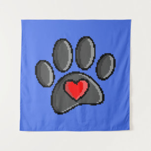 Retro 80er Video Game 8 Bit Pixel Art Dog Pad Prin Wandteppich