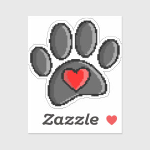 Retro 80er Video Game 8 Bit Pixel Art Dog Paw Aufkleber
