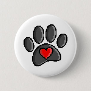 Retro 80er Video Game 8 Bit Pixel Art Dog Paw Button