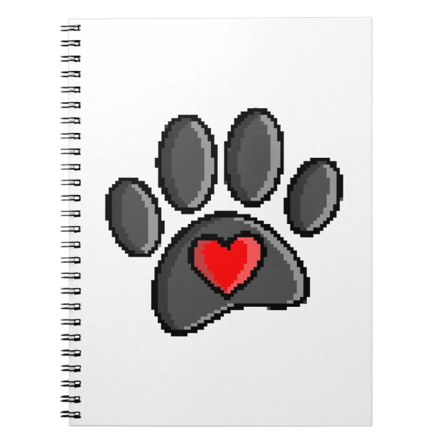 Retro 80er Video Game 8 Bit Pixel Art Dog Paw Notizblock (Vorderseite)