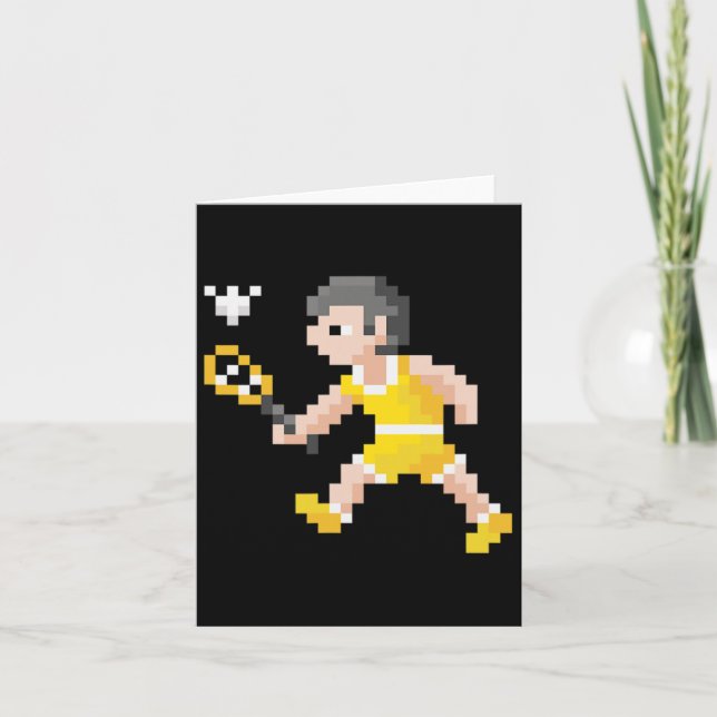 Retro 80er Video Game Pixel Art Badminton Player Karte (Vorderseite)