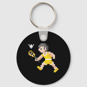 Retro 80er Video Game Pixel Art Badminton Player Schlüsselanhänger