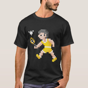 Retro 80er Video Game Pixel Art Badminton Player T-Shirt