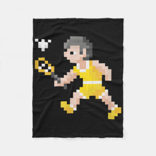 Retro-80er-Videospiel-Pixel-Art-Badminton-Spieler  Fleecedecke