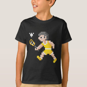 Retro-80er-Videospiel-Pixel-Art-Badminton-Spieler  T-Shirt