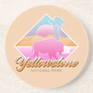 RETRO 80er YELLOWSTONE NATIONALPARK VAPORWAVE Getränkeuntersetzer