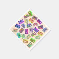 Retro 80's 90er Neon Gemustert Cassette Tapes