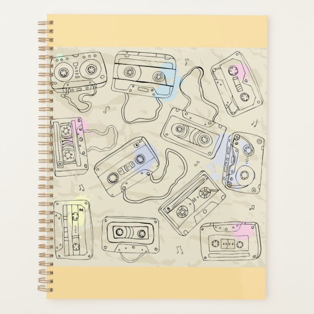 Retro 80s 90s Nostalgic Cassette Mix Tape Pattern (Devant)
