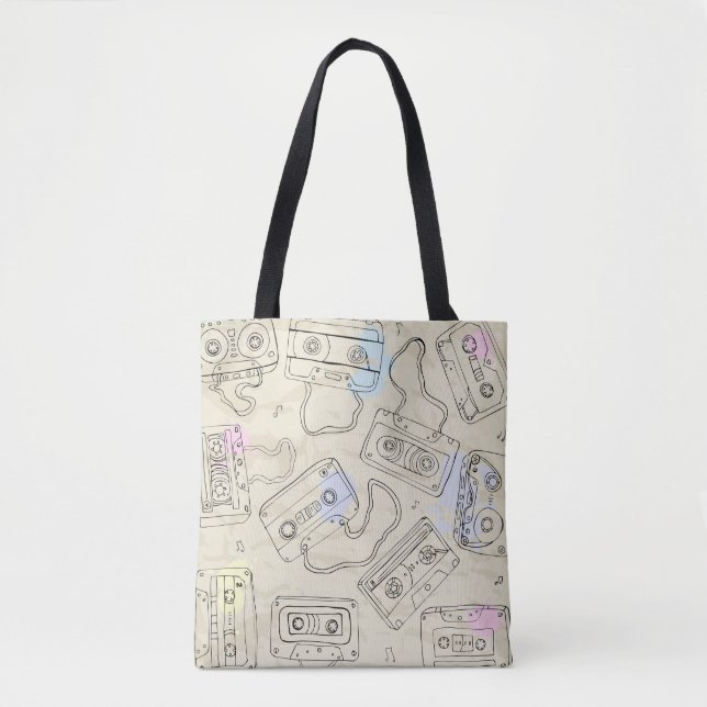 Retro 80s 90s Nostalgic Cassette Mix Tape Pattern Tasche (Vorderseite)