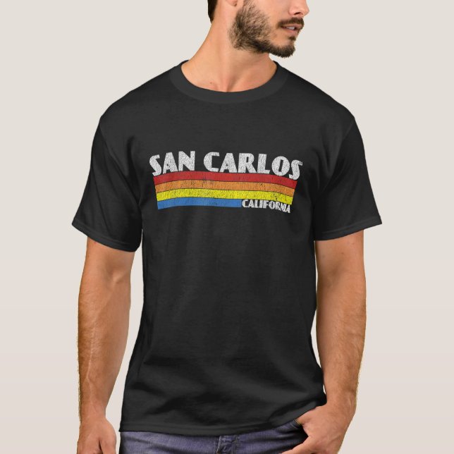 Retro 80s California CA Souvenir San Carlos T-Shirt (Vorderseite)