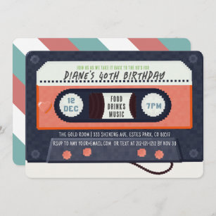Retro 80's Cassette Tape Music Red Geburtstag Einladung
