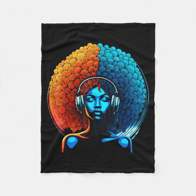 Retro 80s Funk Afro Girl Disco Soul African Americ Fleecedecke (Vorderseite)