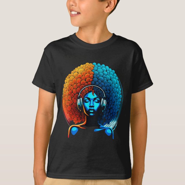 Retro 80s Funk Afro Girl Disco Soul African Americ T-Shirt (Vorderseite)