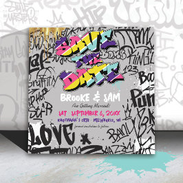 Retro 80's Hip Hop Graffiti Hochzeit speichern das Save The Date