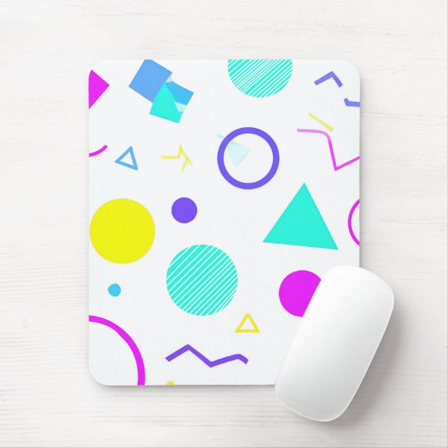 Retro 80s Memphis Geometric Pattern Mousepad (Mit Mouse)
