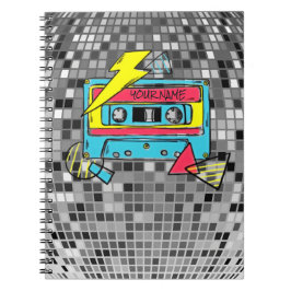 Retro 80s Neon Cassette Pop Notebook Notizblock