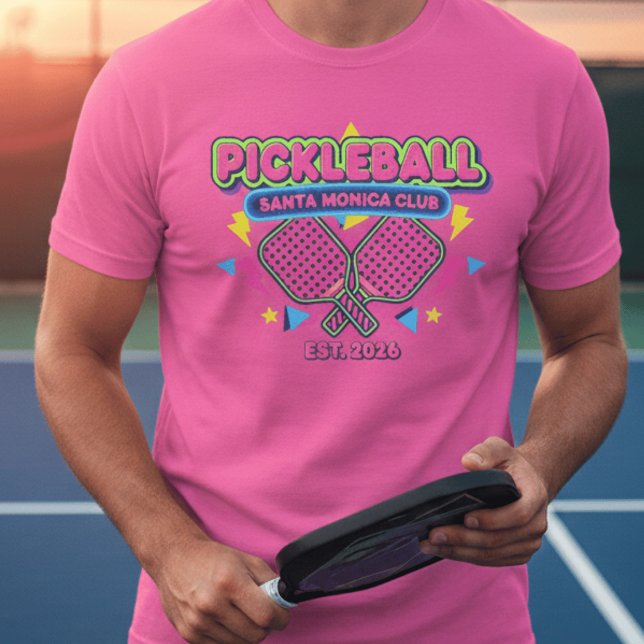 Retro 80s Neon Pickleball Club Personalized  T-Shirt (Von Creator hochgeladen)