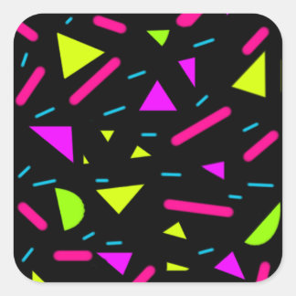 Retro 80's Neon Shapes Glossy Square Sticker