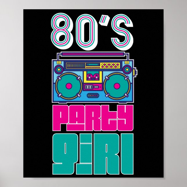 Retro 80's Party Girl Phantastische Frauen farbenf Poster (Vorne)