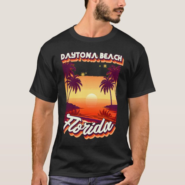 Retro 80's Style Daytona Beach Florida Palm Tree S T-Shirt (Vorderseite)