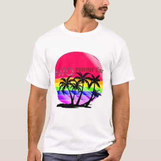 "Retro 80s Summer Vibe T-Shirt - Rainbow Palm Suns