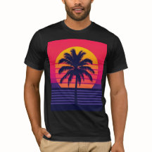 Retro 80s Sunset Palm Tree Synthwave Art