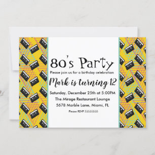 Retro 80s Throw Back Party Theme Invitation