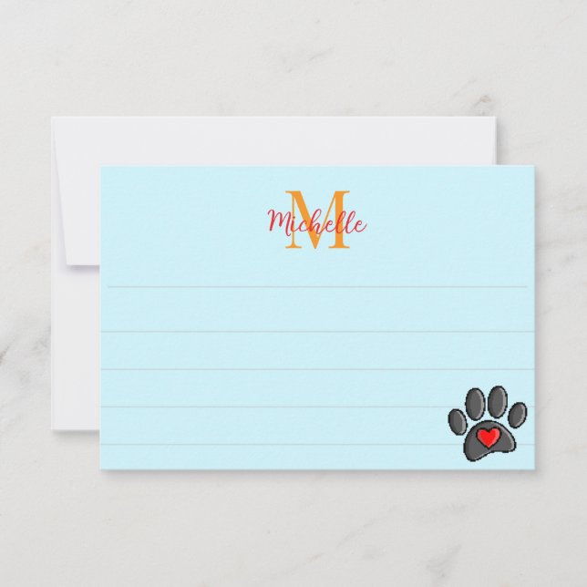 Retro 80s Video Game 8 Bit Pixel Art Dog Paw Print Mitteilungskarte (Vorderseite)