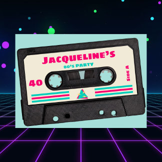 Retro 80ties Music Mix Tape 40th Birthday Party Einladung