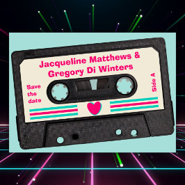 Retro 80ties Music Mix Tape Save the Date Einladung