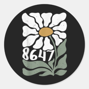 Retro 8647 Blume Floral Runder Aufkleber