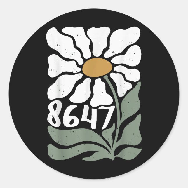 Retro 8647 Blume Floral Runder Aufkleber (Vorderseite)