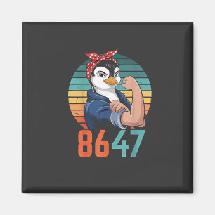Retro 8647 ist es 2028, aber gegen Trump Pinguin Magnet