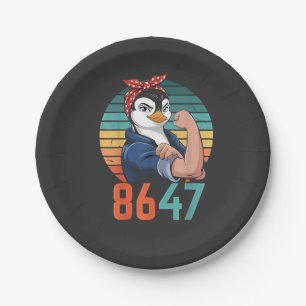 Retro 8647 ist es 2028, aber gegen Trump Pinguin Pappteller