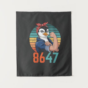 Retro 8647 ist es 2028, aber gegen Trump Pinguin Wandteppich