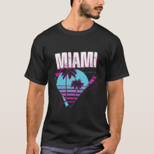 Retro 89's Stil Sonnenuntergang und Palmen Bäume M T-Shirt