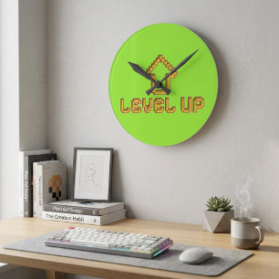 Retro 8-Bit EASY Wanduhr - Limettengrün