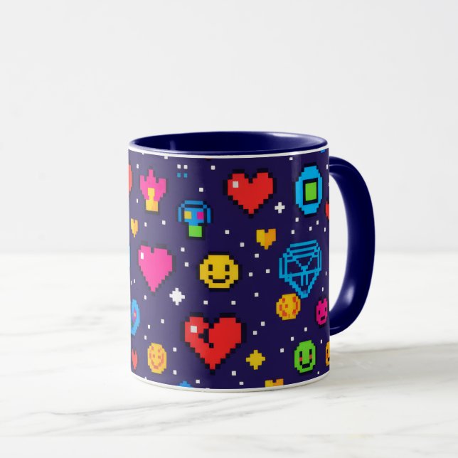 Retro 8-Bit Pixel Art Gaming Ceramic Mug Tasse (VorderseiteRechts)