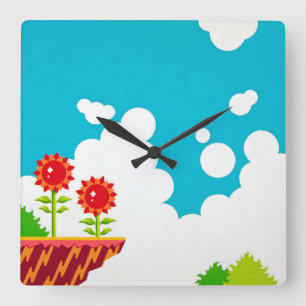 Retro 8-Bit Video Game Inspired Wall Clock Quadratische Wanduhr