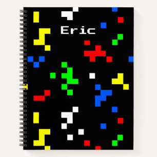 Retro-8-Bit-Videospiel-Grafikmuster Notizbuch