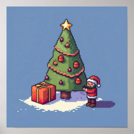 Retro 8-Bit Weihnachtslandschaft Poster