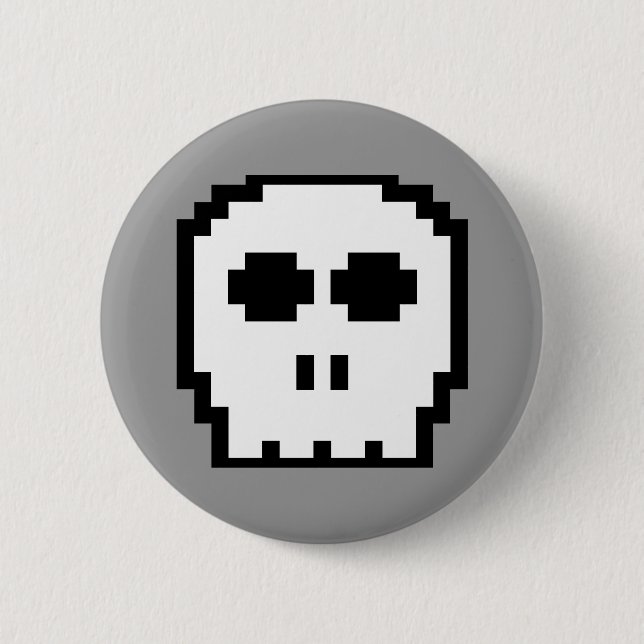 Retro 8-Bitschädel Button (Vorderseite)