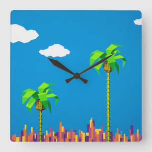 Retro 8-Bitvideospiel-inspirierte Wand-Uhr Quadratische Wanduhr