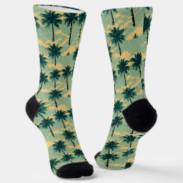 Retro 8bit Pixel Art Palm Tree Socken